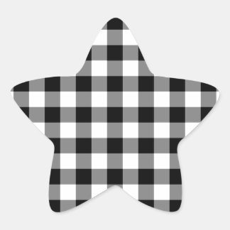 Black and White Gingham Pattern Star Sticker