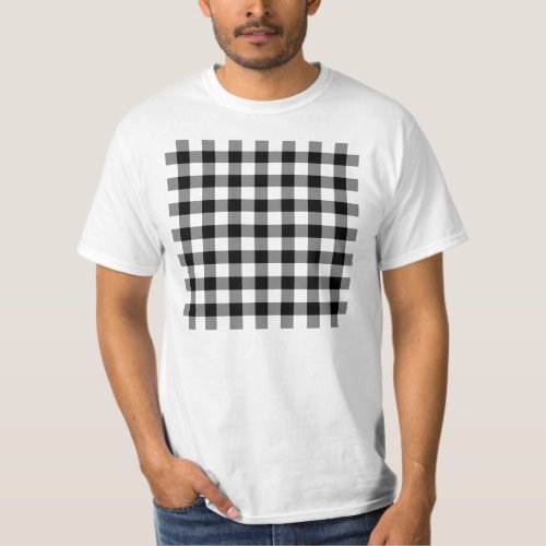 Black and White Gingham Pattern T_Shirt