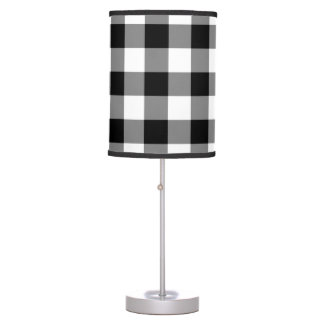 Black and White Gingham Pattern Table Lamp