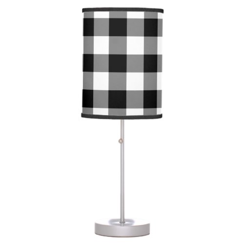 Black and White Gingham Pattern Table Lamp