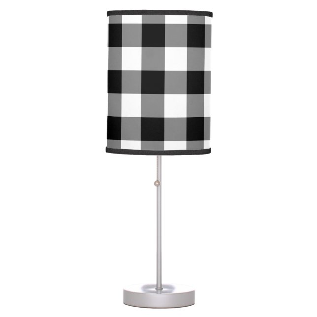 Black and White Gingham Pattern Table Lamp (Front)