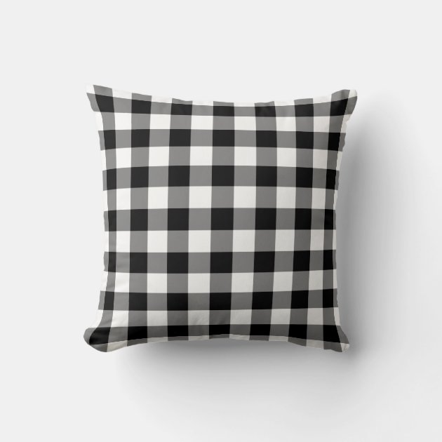 Black and White Gingham Pattern Throw Pillow Zazzle