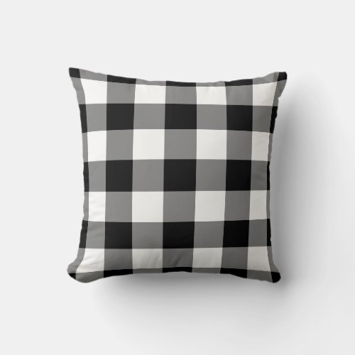 Black and White Gingham Pattern Throw Pillow