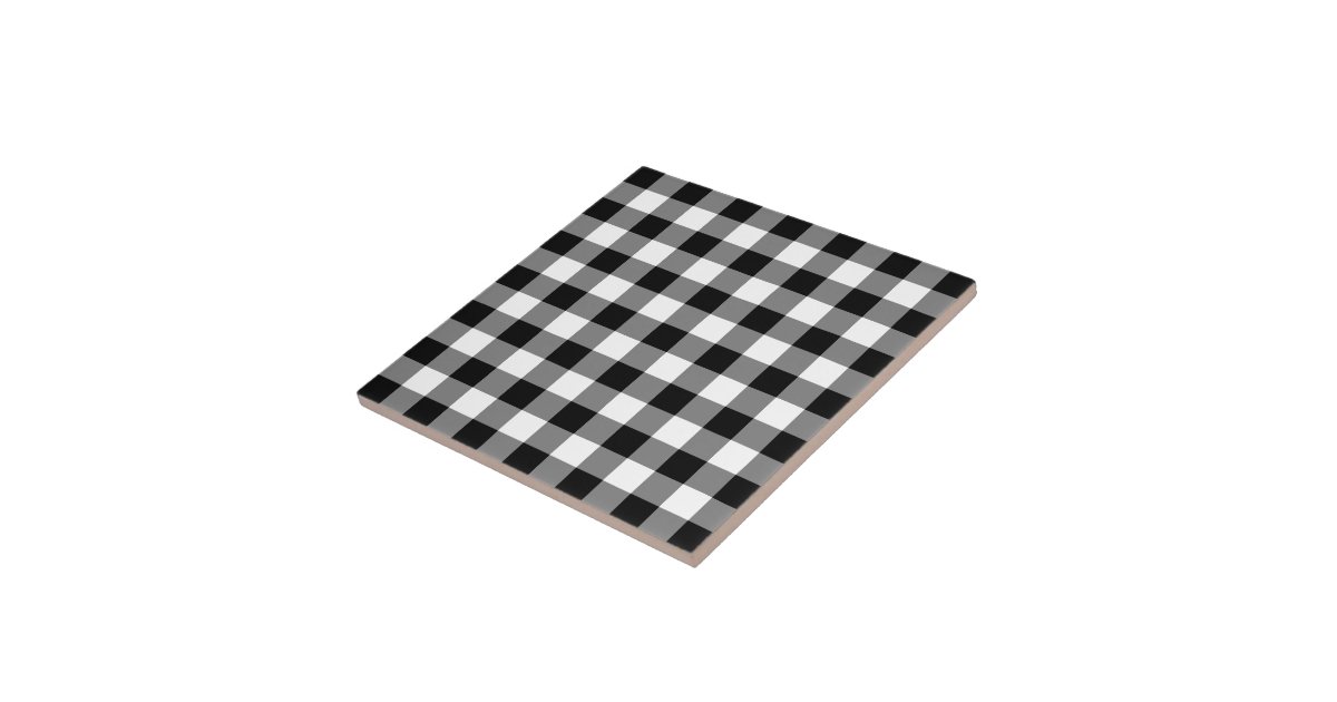 Black and White Gingham Pattern Tile Zazzle