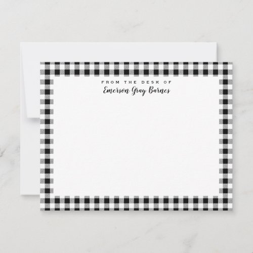 Black and White Gingham Personal Stationery Card