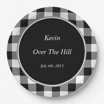 Black And White Gingham Personalized Event Plates by DesignedwithTLC at Zazzle