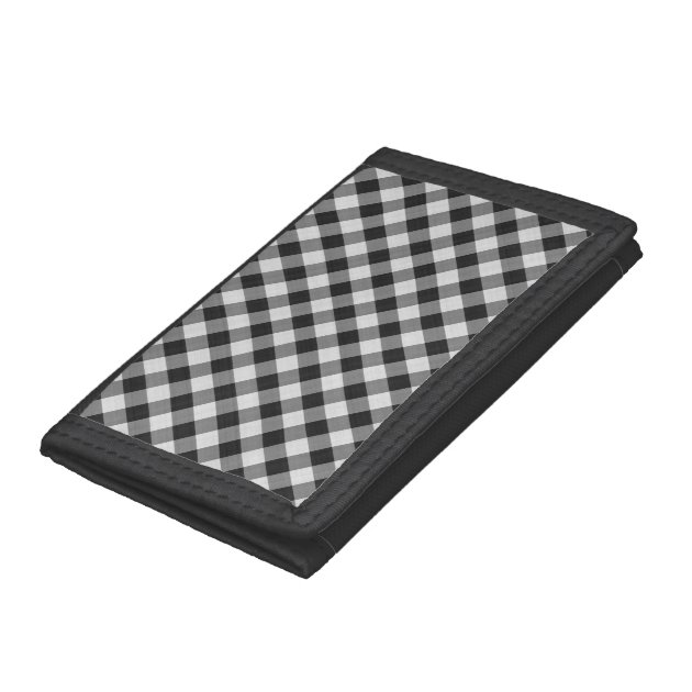 Black and White Gingham Plaid Checkered Pattern Trifold Wallet | Zazzle