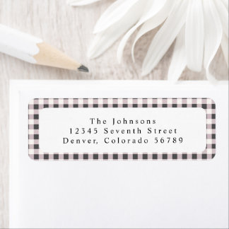 Black and White Gingham Plaid Custom Label