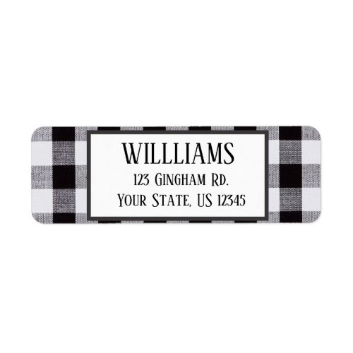 Black and white gingham Plaid Fall Autum  Label