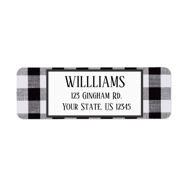 Black and white gingham Plaid Fall Autum  Label (Front)