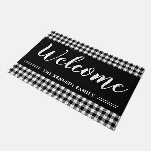 Black And White Gingham Plaid Farmhouse Doormat Zazzle