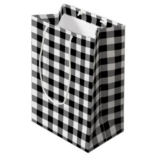 Black and White Gingham Plaid Gift Bag