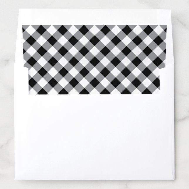 Black and White Gingham Plaid Pattern Envelope Liner (In Envelope)