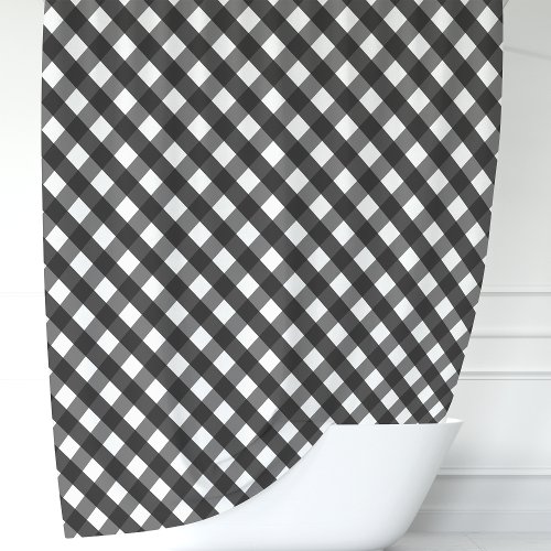 Black And White Gingham Plaid Shower Curtain