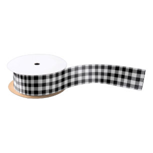 Black and white gingham satin ribbon