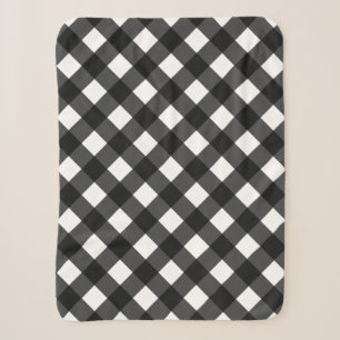 Black and White Gingham Sherpa Blanket