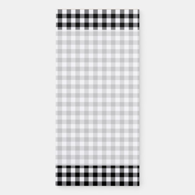 Black And White Gingham Tasks Reminder Magnetic Notepad (Front)