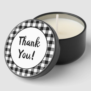 Black and White Gingham Thank You Mini Candle Favors