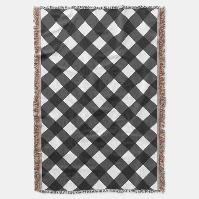 Black and White Gingham Throw Blanket (Front Vertical)