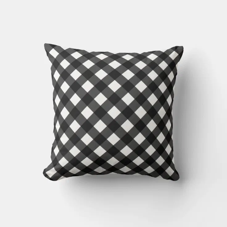 Black and White Gingham Throw Pillow Zazzle