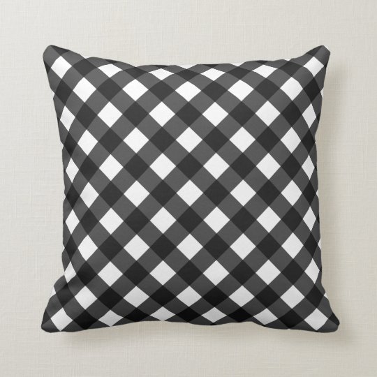Black and White Gingham Throw Pillow
