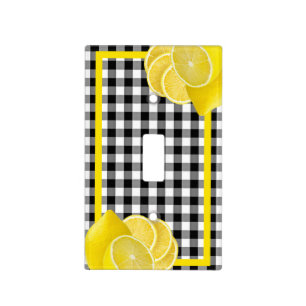 Black and White Gingham With Lemons Light Switch