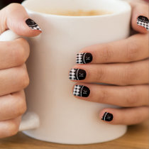 Black and White Gingham, Your Monogram Minx Nail Art Black and White Gingham, Your Monogram Minx Nail Art