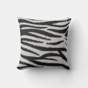 Black and white Giraffe faux fur stripes pattern Throw Pillow