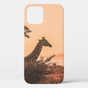 BLACK AND WHITE GIRAFFE ON BROWN GRASS FIELD iPhone 12 CASE