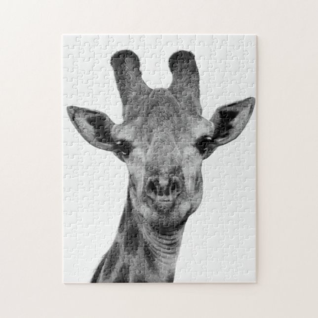Black and White Giraffe Photograph Jigsaw Puzzle (Vertical)