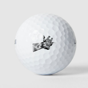 Black and White Giraffe Portrait Golf Balls
