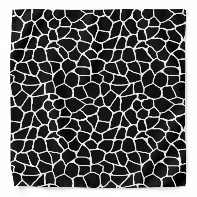 Black and White Giraffe Print Animal Pattern Bandana (Front)