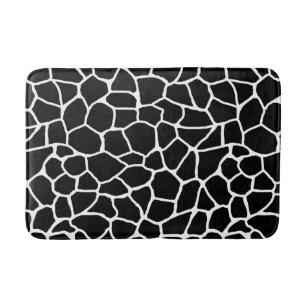 Black and White Giraffe Print Animal Pattern Bathroom Mat