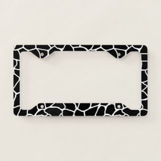 Black and White Giraffe Print Animal Pattern License Plate Frame