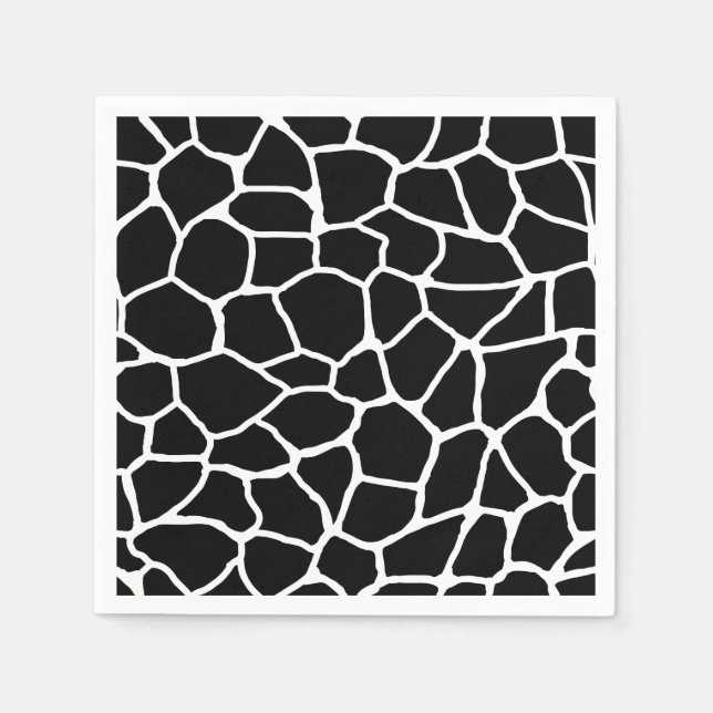 Black and White Giraffe Print Animal Pattern Paper Napkins (Front)