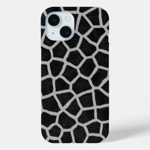Black and White Giraffe Print iPhone 15 Case