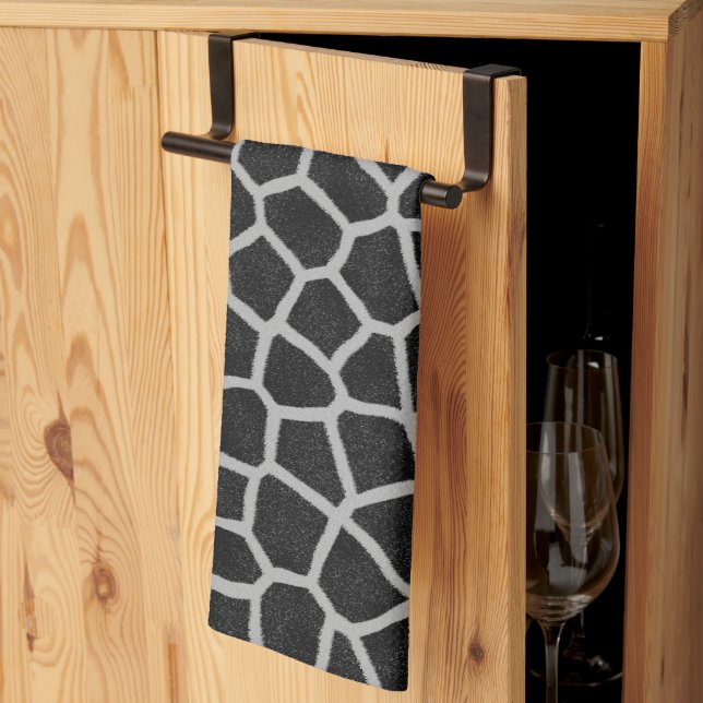 Black and White Giraffe Print Kitchen Towel (Thirds Fold)
