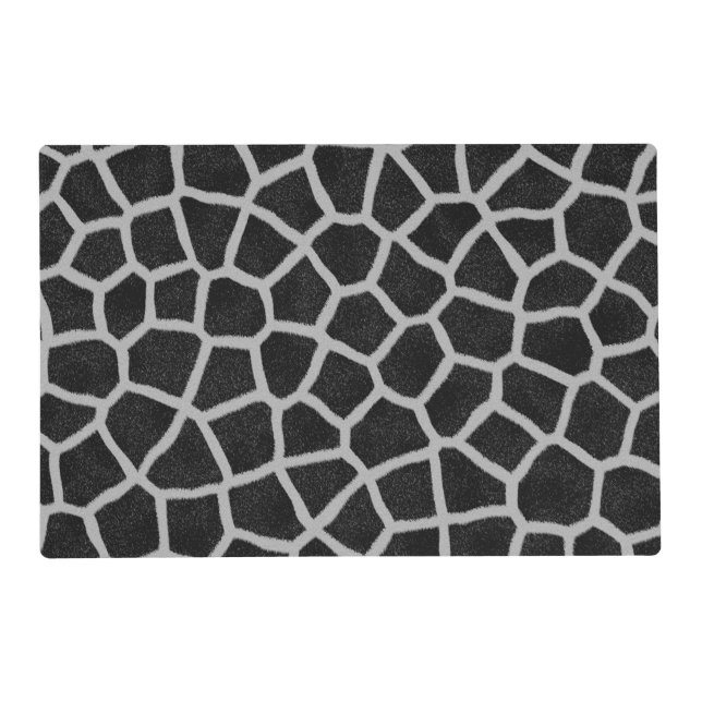 Black and White Giraffe Print Placemat (Front)