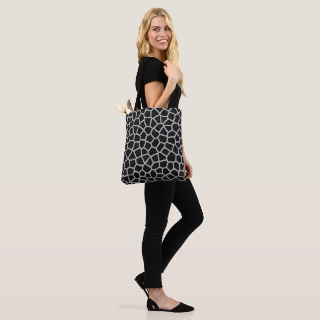 Black and White Giraffe Print Tote Bag (On Model)