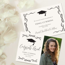 Black and White Girl Bow Photo Graduation Party