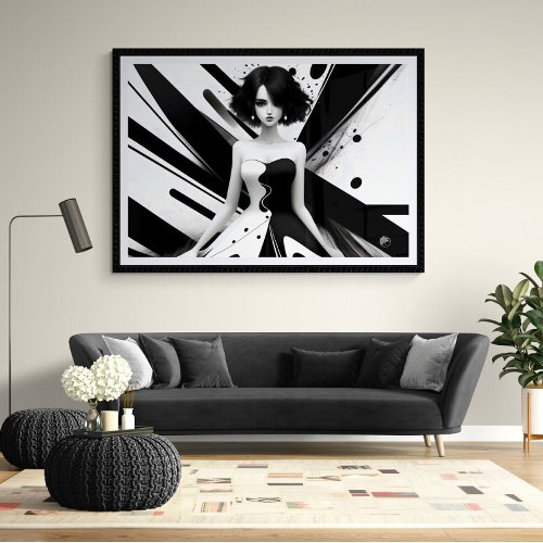 Black and White Girl Poster