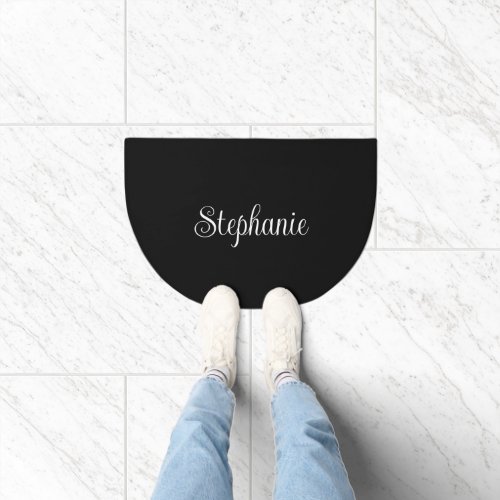 Black and White Girly Modern Name Doormat