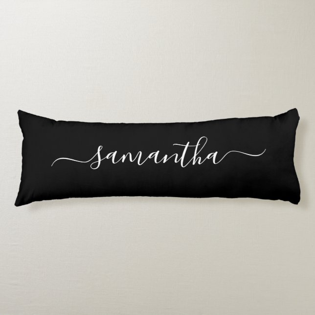 Black and White Girly Signature Name Body Pillow (Front)