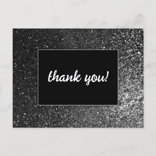 Black and White Glam Chic Modern Wedding Glitter   Postcard