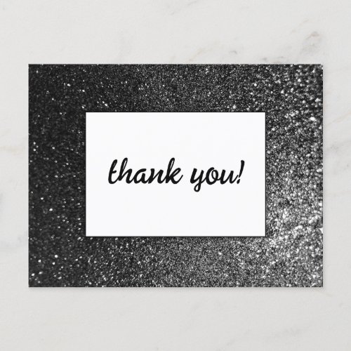 Black and White Glam Chic Modern Wedding Glitter   Postcard