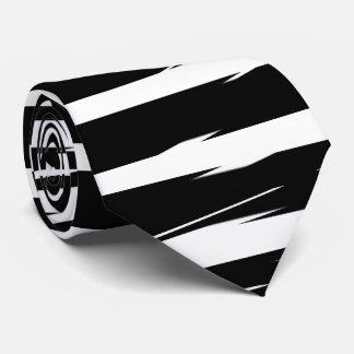 Black and White Glitch Signal Stripes Neck Tie