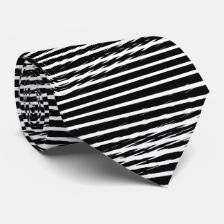 Black and White Glitchy Signal Stripes  Neck Tie