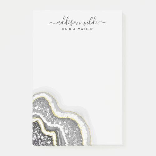 Black And White Glitter Agate Geode Luxe Business Post_it Notes