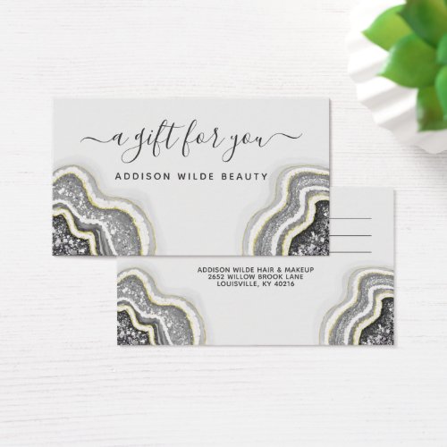 Black And White Glitter Agate Geode Luxe Gift Card