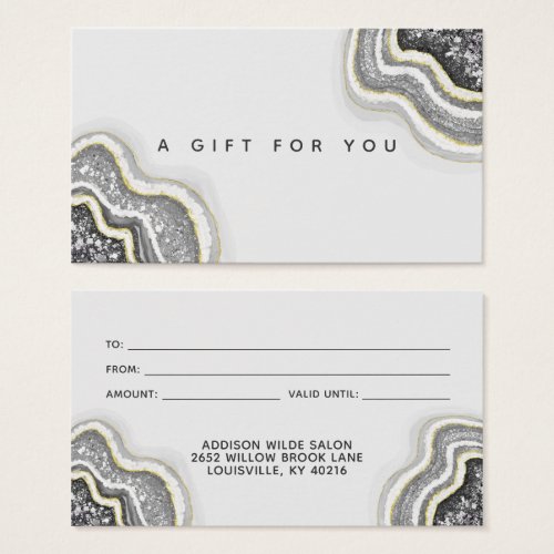 Black and White Glitter Agate Geode Luxe Gift Card